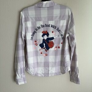 Our Universe Kiki's Delivery Service Shirt Women SM Purple Gingham Studio Ghibli